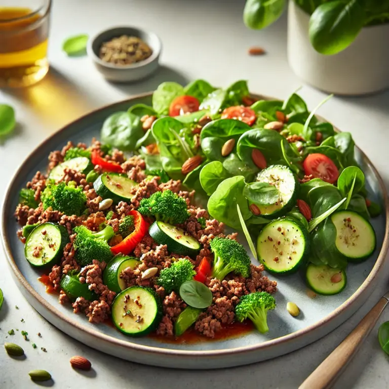 Fitness-Hackfleischpfanne mit Zucchini, Brokkoli und Paprika