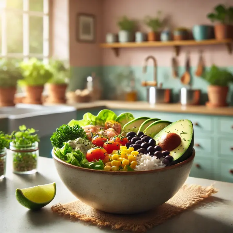 selbstgemachte Burrito-Bowl (mit veganer Option)