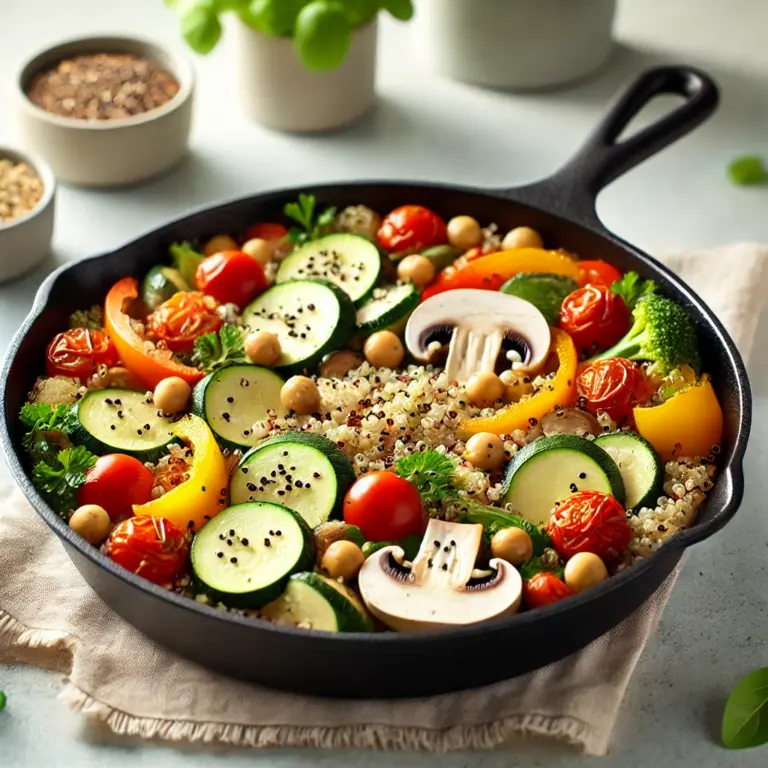 One-Pot-Gemüsepfanne mit Quinoa und Protein (unter 15 Minuten)