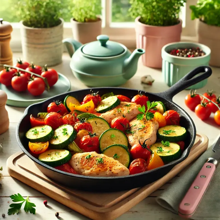 Mediterrane Hähnchenpfanne mit Gemüse