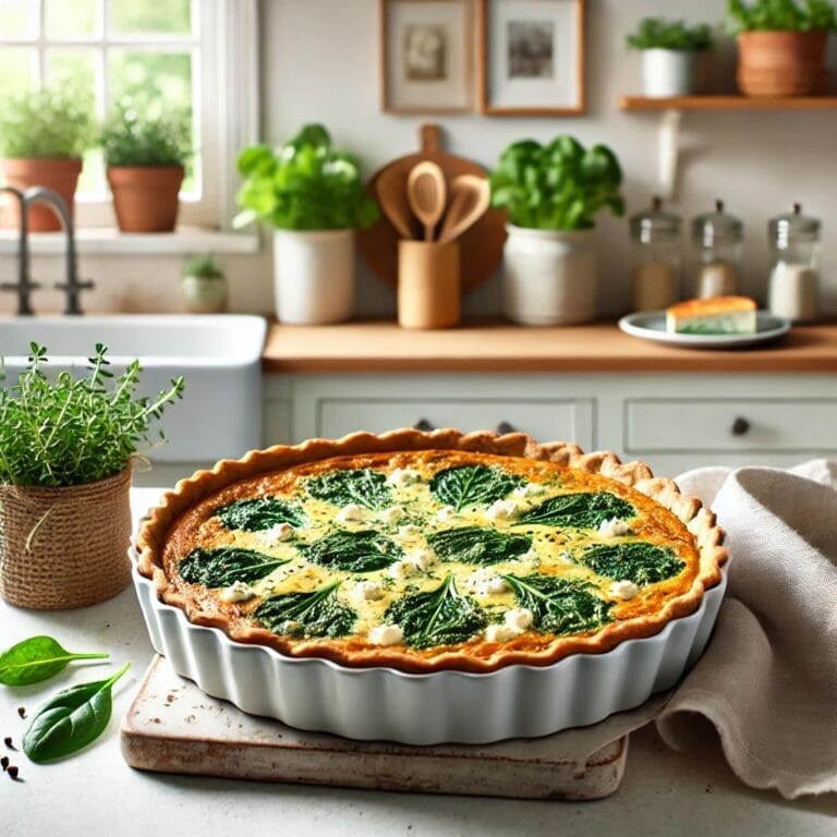 Vollkorn-Quiche mit Spinat und Feta