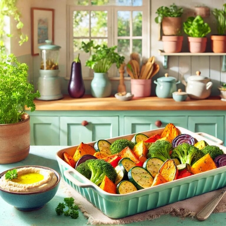 Ofengemüse mit Hummus-Dip