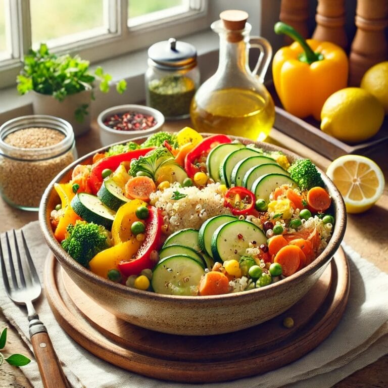 Leichte Gemüse-Quinoa-Bowl mit Zitronendressing – Perfekt nach den Feiertagen & ideal für Meal Prep