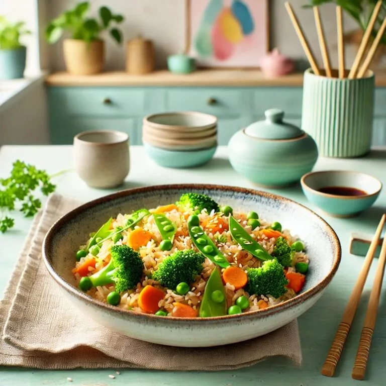 Asiatische Reispfanne mit Sojasoße und Gemüse – Schnell, gesund und würzig lecker