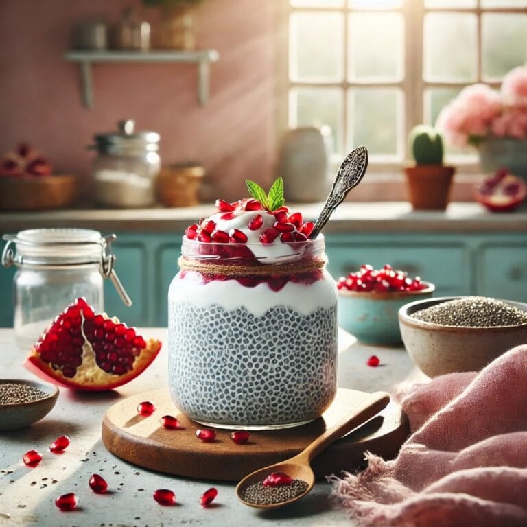 Chia-Pudding mit Granatapfel und Kokosmilch