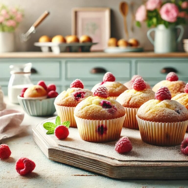 Cremige Käsekuchen Muffins mit Himbeeren