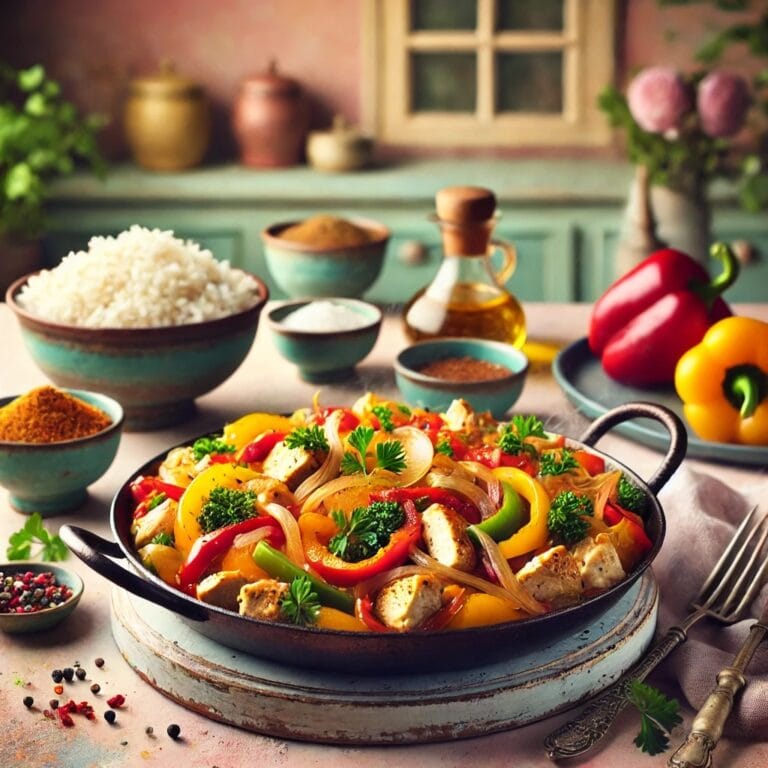 Hühnchenpfanne mit Paprika und Reis – Dein schnelles Soulfood!