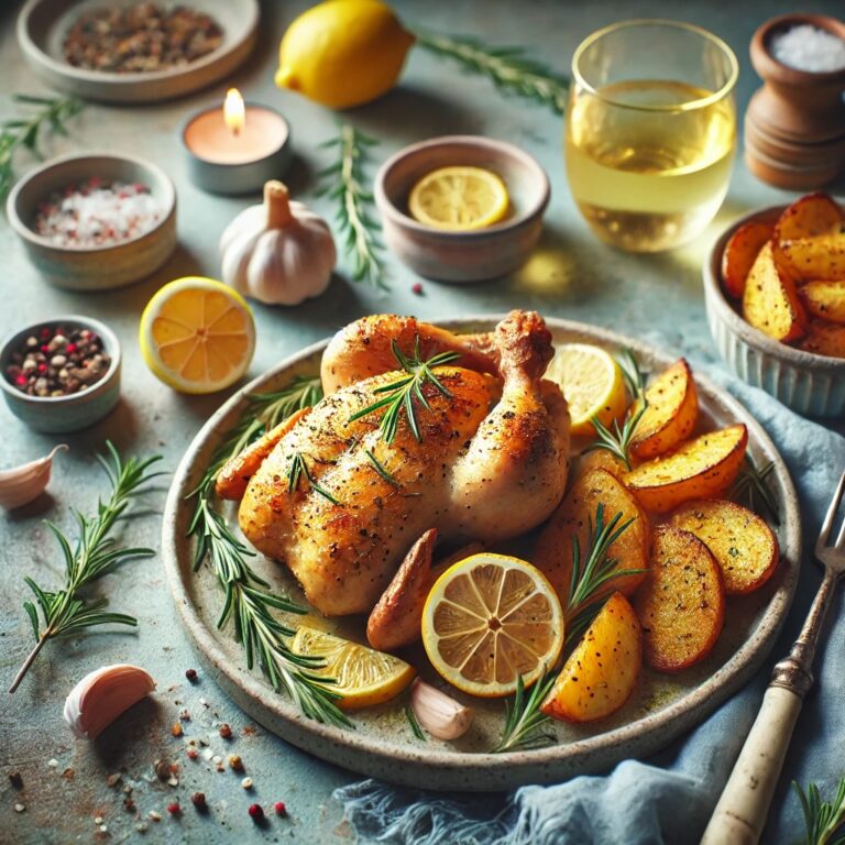 Zitronen-Knoblauch-Hähnchen mit Rosmarin-Kartoffeln – Ein einfaches, romantisches Dinner!
