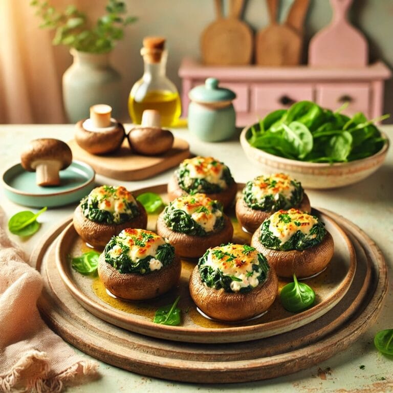 Gefüllte Champignons mit Feta & Spinat – Low-Carb, Schnell & Lecker! 