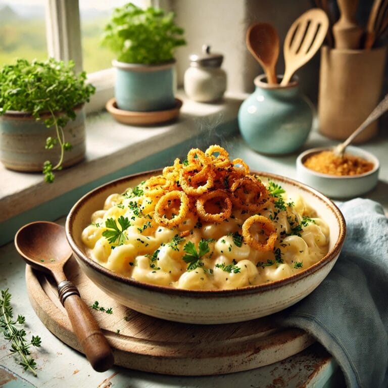 Cremige Veggie-Käsespätzle – Mit Röstzwiebeln