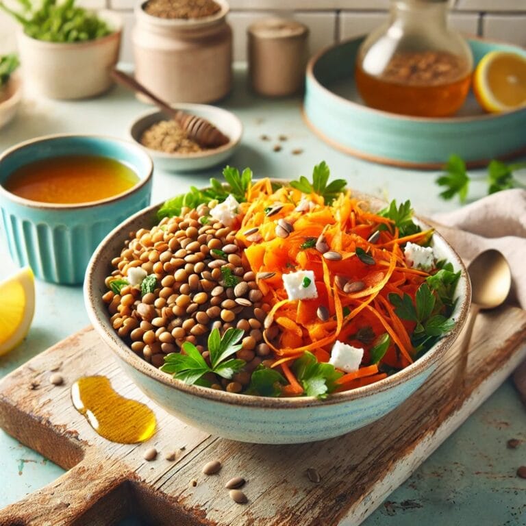 Linsen-Karotten-Salat mit Feta & Honig-Senf-Dressing – Proteinreich, Frisch & Perfekt für Meal Prep! 