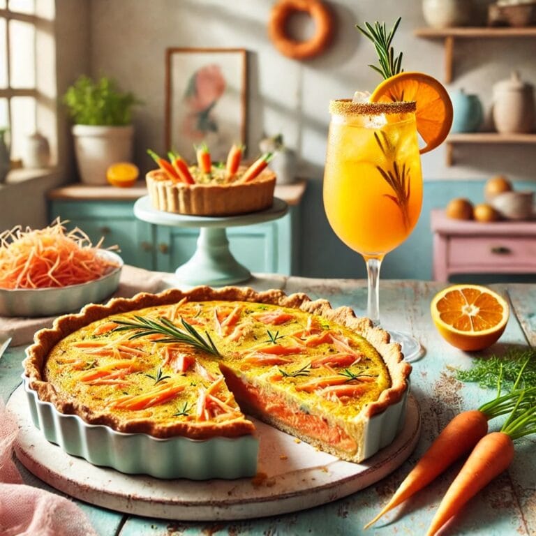 Osterbrunch-Duo: Karotten-Lachs-Quiche & Goldener Karotten-Orangen-Spritz 