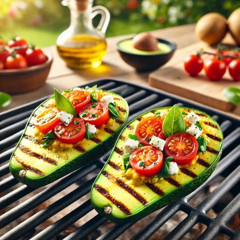 Gegrillte Avocado mit Tomaten-Feta-Füllung – Blitzrezept mit nur 5 Zutaten!