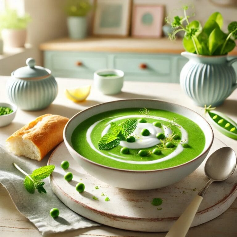 Frühlingshafte Erbsensuppe mit Zitrone & Minze