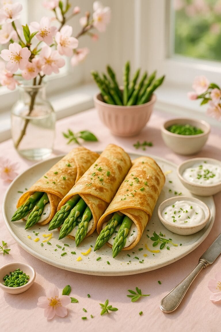 Leckere Pfannkuchen mit grünem Spargel & Frischkäse – Frühlingsklassiker neu gedacht