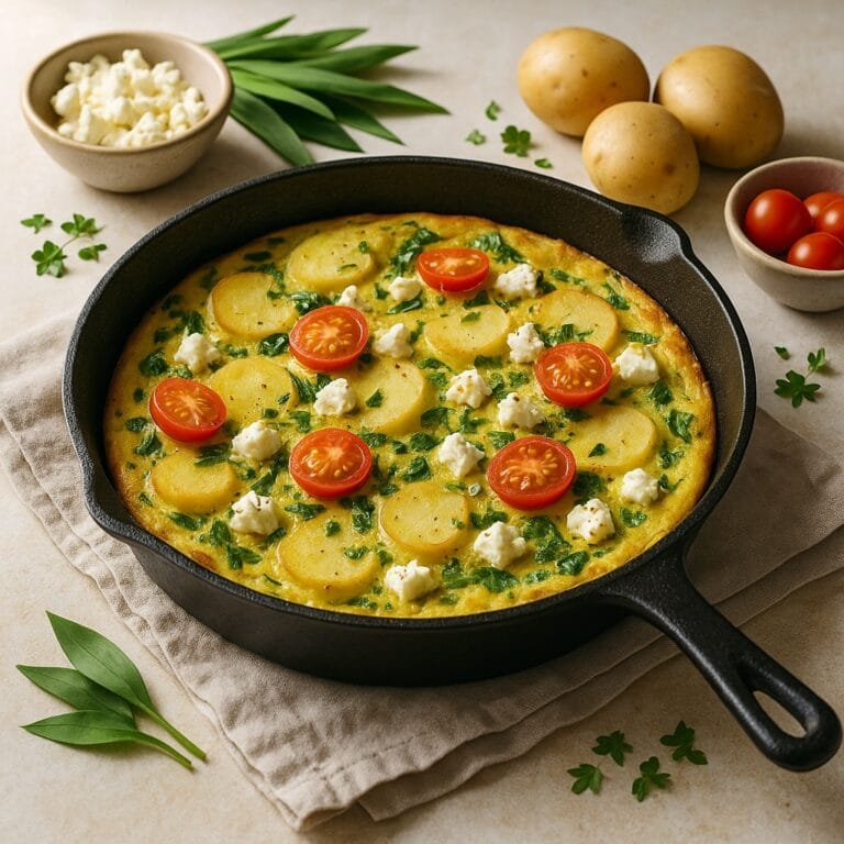 Ofen-Frittata mit Bärlauch, Kartoffeln & Feta – Frühling aus dem Backofen