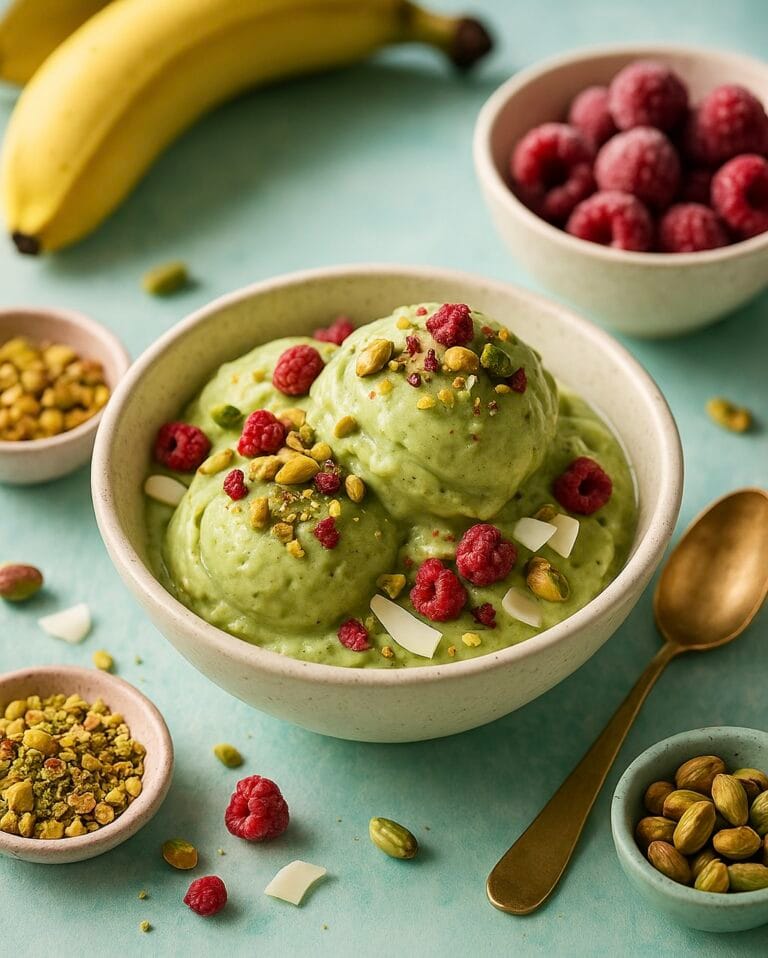 Pistazien-Nicecream mit Banane & Dattel – cremig, nussig, 100 % pflanzlich