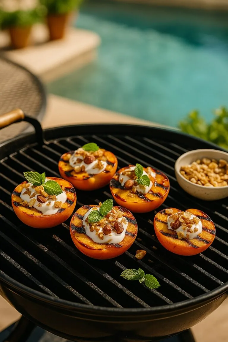 Gegrillte Pfirsiche mit Vanille & Crunch