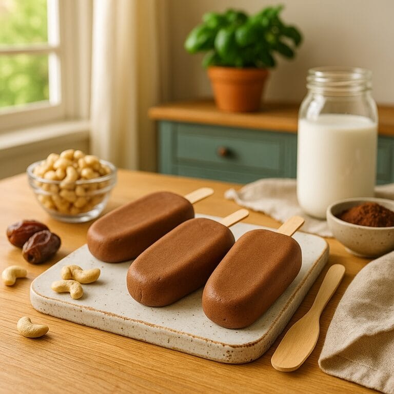 Schoko-Cashew-Eis am Stiel (vegan, ohne Zucker, ohne Eismaschine)