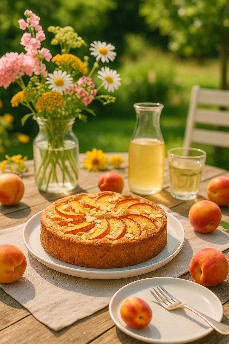 Schneller Pfirsich-Mandel-Kuchen ohne raffinierten Zucker