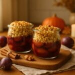 Pflaumen-Crumble im Glas – schnell, saftig & mit Zimtstreuseln